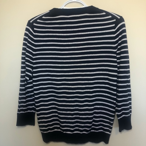 Gap V neck Cardigan Navy stripe M 100% cotton New! - Picture 3 of 7